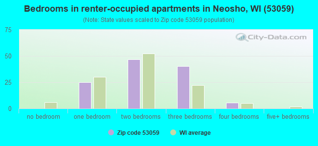 Bedrooms in renter-occupied apartments in Neosho, WI (53059) 