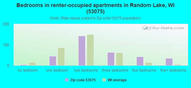 Bedrooms in renter-occupied apartments in Random Lake, WI (53075) 