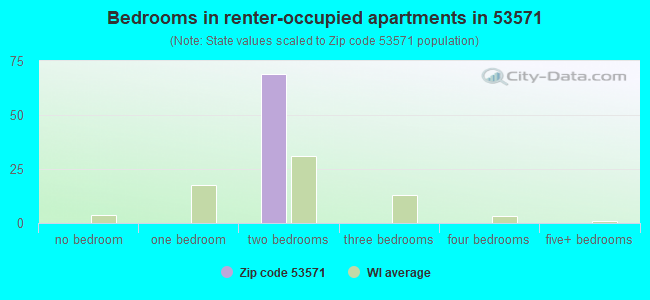 Bedrooms in renter-occupied apartments in 53571 