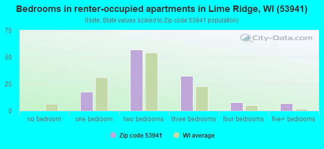 Bedrooms in renter-occupied apartments in Lime Ridge, WI (53941) 