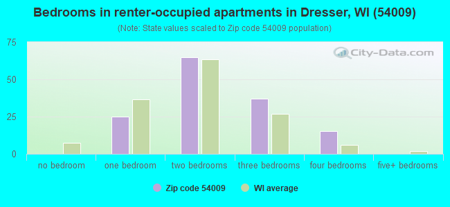 Bedrooms in renter-occupied apartments in Dresser, WI (54009) 
