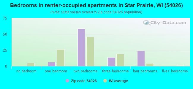 Bedrooms in renter-occupied apartments in Star Prairie, WI (54026) 