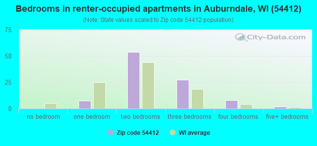 Bedrooms in renter-occupied apartments in Auburndale, WI (54412) 