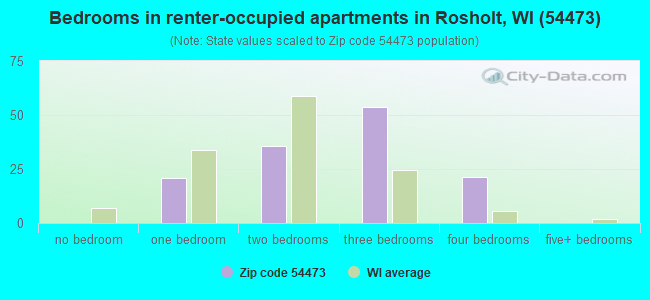 Bedrooms in renter-occupied apartments in Rosholt, WI (54473) 