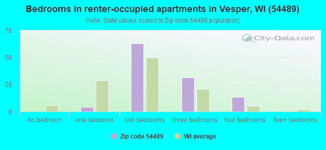 Bedrooms in renter-occupied apartments in Vesper, WI (54489) 