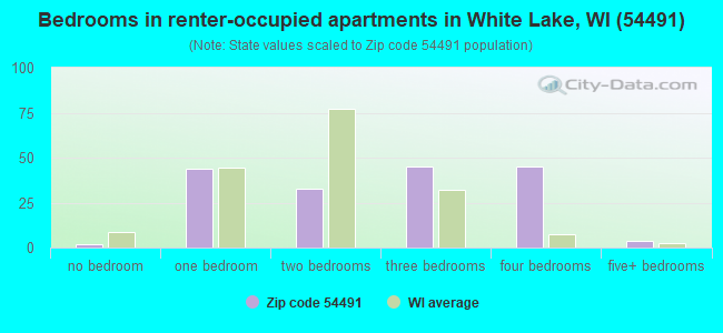 Bedrooms in renter-occupied apartments in White Lake, WI (54491) 