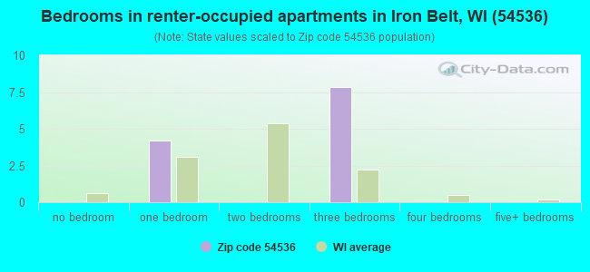 Bedrooms in renter-occupied apartments in Iron Belt, WI (54536) 