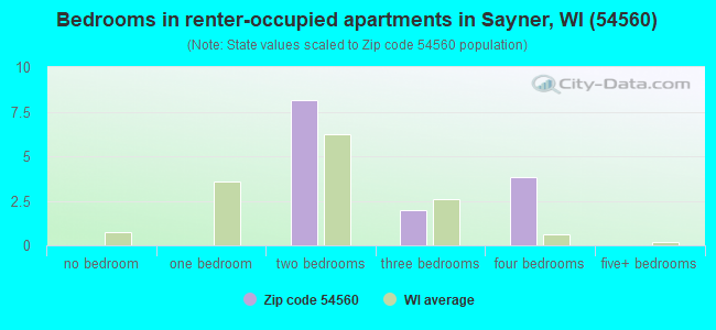 Bedrooms in renter-occupied apartments in Sayner, WI (54560) 