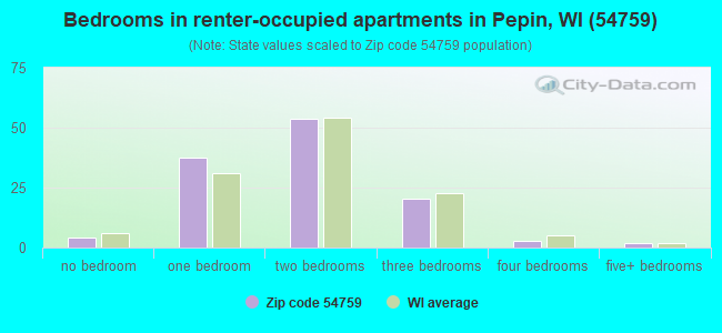 Bedrooms in renter-occupied apartments in Pepin, WI (54759) 