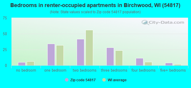 Bedrooms in renter-occupied apartments in Birchwood, WI (54817) 