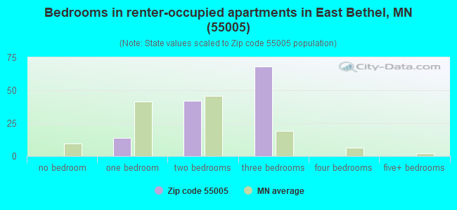 Bedrooms in renter-occupied apartments in East Bethel, MN (55005) 