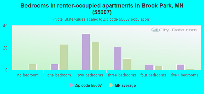 Bedrooms in renter-occupied apartments in Brook Park, MN (55007) 