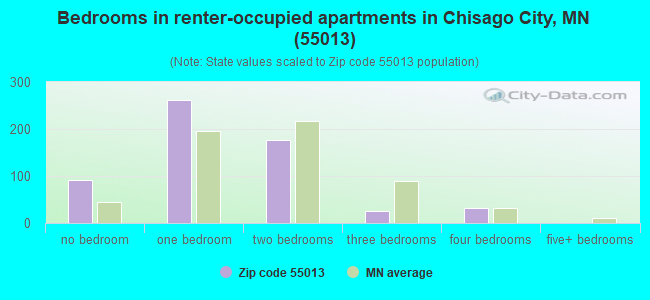 Bedrooms in renter-occupied apartments in Chisago City, MN (55013) 