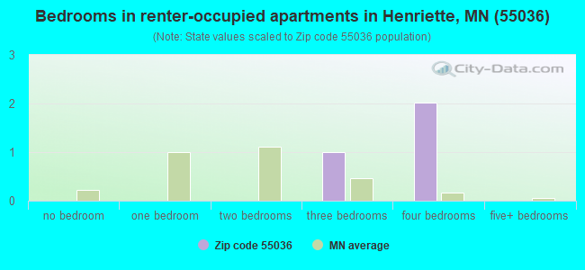 Bedrooms in renter-occupied apartments in Henriette, MN (55036) 
