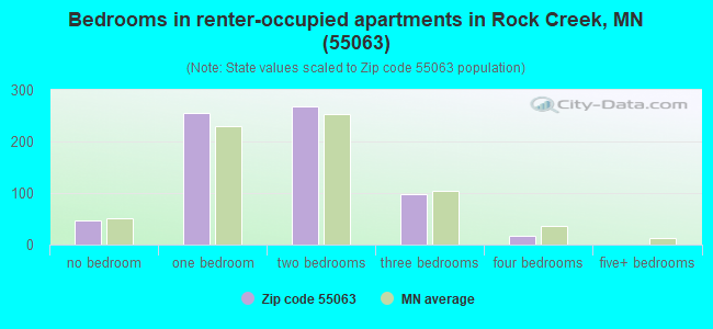 Bedrooms in renter-occupied apartments in Rock Creek, MN (55063) 