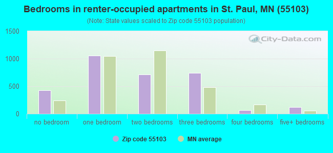 Bedrooms in renter-occupied apartments in St. Paul, MN (55103) 