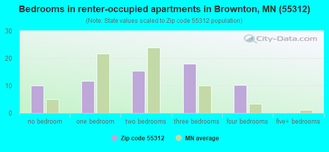 Bedrooms in renter-occupied apartments in Brownton, MN (55312) 