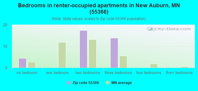 Bedrooms in renter-occupied apartments in New Auburn, MN (55366) 