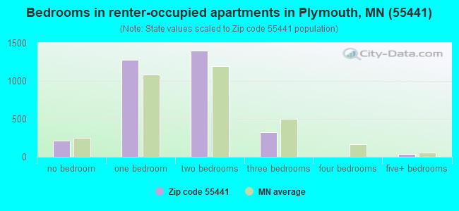 Bedrooms in renter-occupied apartments in Plymouth, MN (55441) 