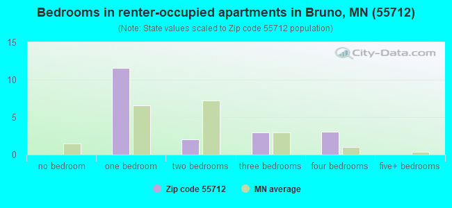Bedrooms in renter-occupied apartments in Bruno, MN (55712) 