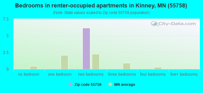 Bedrooms in renter-occupied apartments in Kinney, MN (55758) 