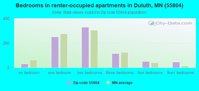Bedrooms in renter-occupied apartments in Duluth, MN (55804) 