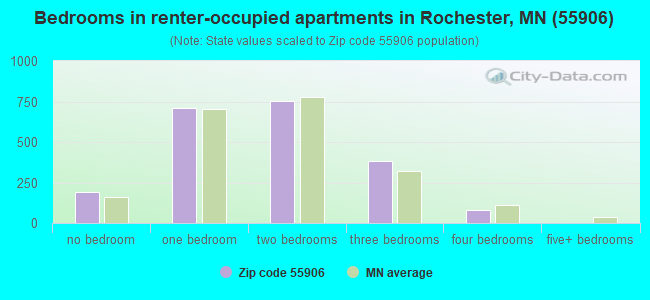 Bedrooms in renter-occupied apartments in Rochester, MN (55906) 