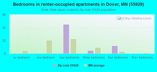 Bedrooms in renter-occupied apartments in Dover, MN (55929) 