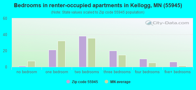 Bedrooms in renter-occupied apartments in Kellogg, MN (55945) 