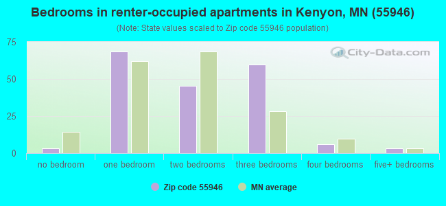 Bedrooms in renter-occupied apartments in Kenyon, MN (55946) 