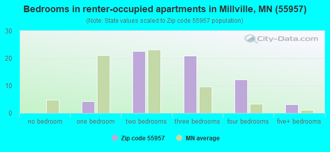 Bedrooms in renter-occupied apartments in Millville, MN (55957) 