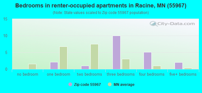 Bedrooms in renter-occupied apartments in Racine, MN (55967) 