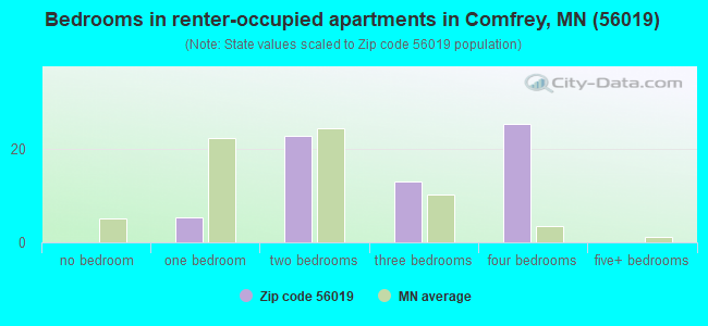 Bedrooms in renter-occupied apartments in Comfrey, MN (56019) 