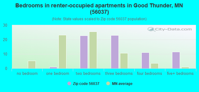 Bedrooms in renter-occupied apartments in Good Thunder, MN (56037) 