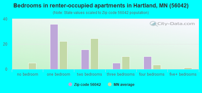 Bedrooms in renter-occupied apartments in Hartland, MN (56042) 