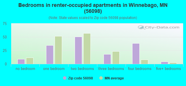 Bedrooms in renter-occupied apartments in Winnebago, MN (56098) 