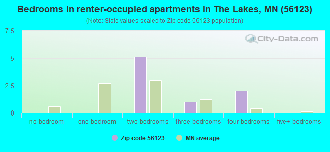 Bedrooms in renter-occupied apartments in The Lakes, MN (56123) 