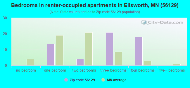 Bedrooms in renter-occupied apartments in Ellsworth, MN (56129) 