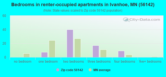 Bedrooms in renter-occupied apartments in Ivanhoe, MN (56142) 