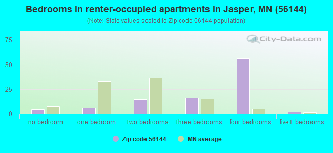 Bedrooms in renter-occupied apartments in Jasper, MN (56144) 