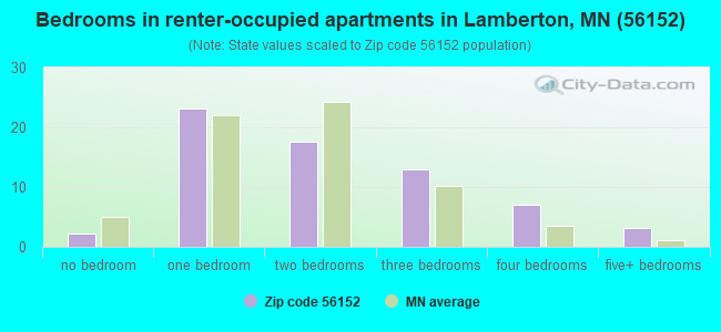 Bedrooms in renter-occupied apartments in Lamberton, MN (56152) 
