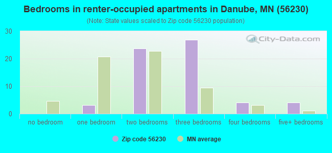 Bedrooms in renter-occupied apartments in Danube, MN (56230) 