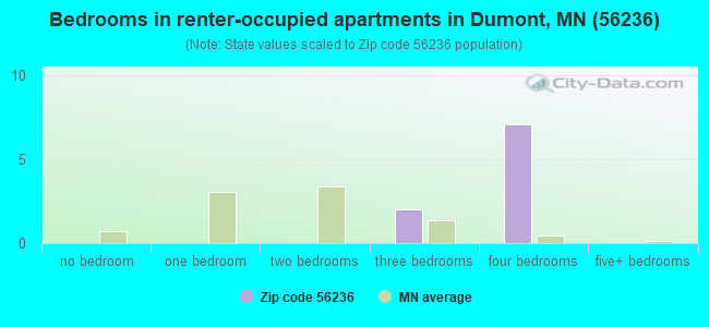 Bedrooms in renter-occupied apartments in Dumont, MN (56236) 