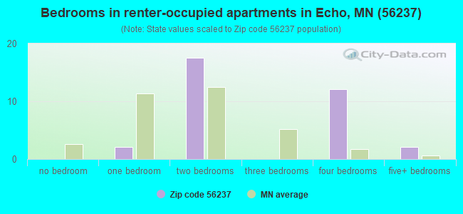 Bedrooms in renter-occupied apartments in Echo, MN (56237) 