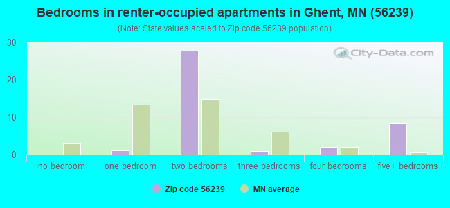 Bedrooms in renter-occupied apartments in Ghent, MN (56239) 