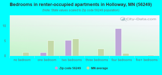 Bedrooms in renter-occupied apartments in Holloway, MN (56249) 