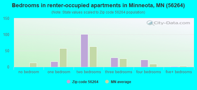 Bedrooms in renter-occupied apartments in Minneota, MN (56264) 