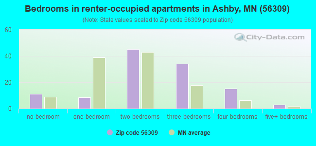 Bedrooms in renter-occupied apartments in Ashby, MN (56309) 