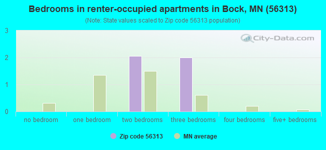 Bedrooms in renter-occupied apartments in Bock, MN (56313) 