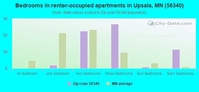 Bedrooms in renter-occupied apartments in Upsala, MN (56340) 